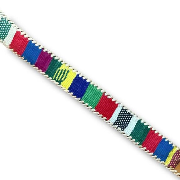 Artisan Multicolor Belt Unisex Handmade Guatemalan Leather Tapestry Size 28 - Picture 3 of 10